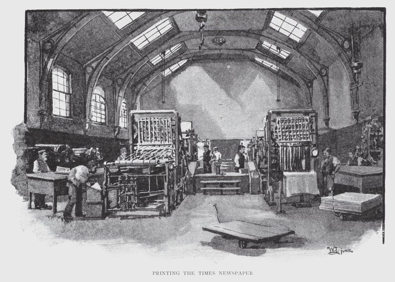Printing the Times Newspaper (litho) av William Luker