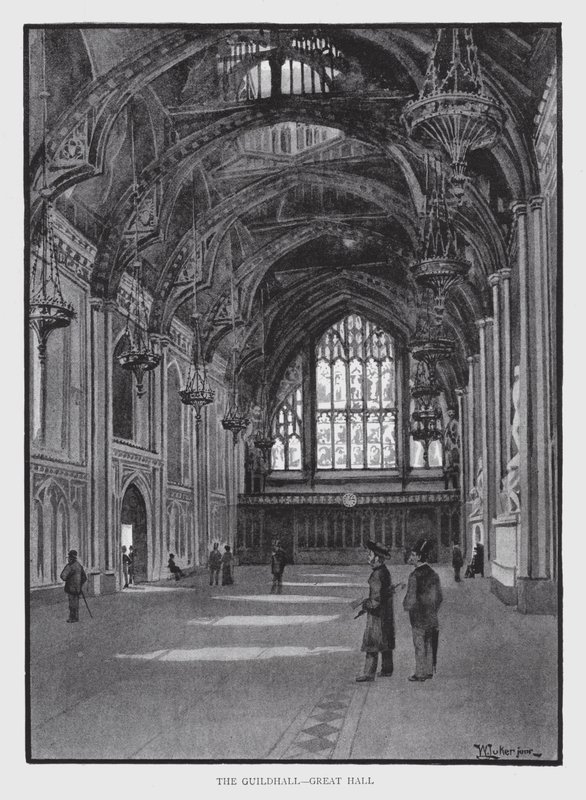The Guildhall, Great Hall (litho) av William Luker