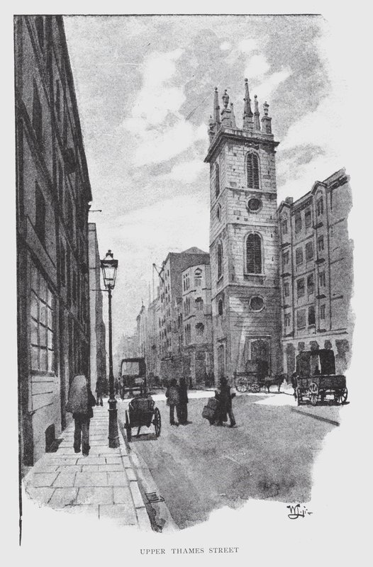 Upper Thames Street (litho) av William Luker