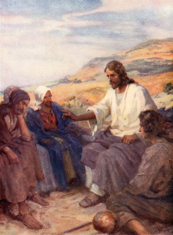 Jesus undervisar sina lärjungar, Matteus v av William Pratt