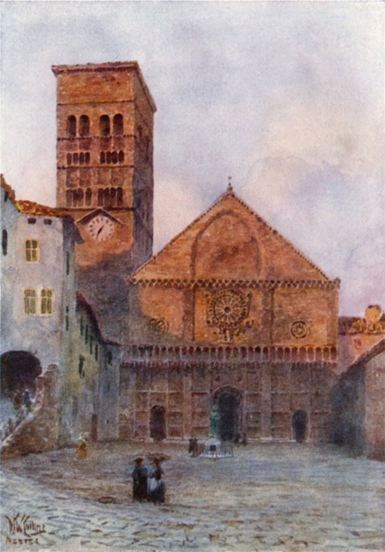 Assisi. Katedralen (färg litho) av William Wiehe Collins
