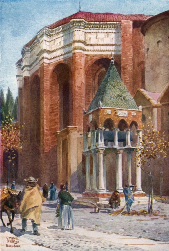 Bologna. S. Domenicol (färg litho) av William Wiehe Collins