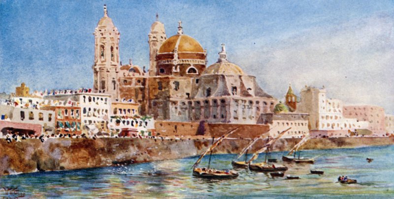 Cadiz (färg litho) av William Wiehe Collins