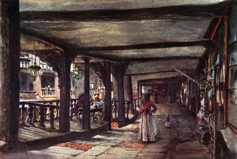Chester, the Rows (färg litho) av William Wiehe Collins