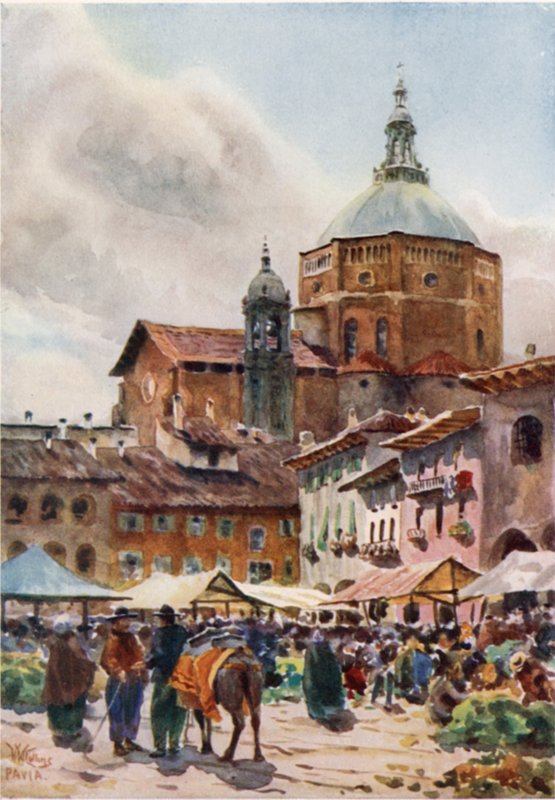 Pavia. Katedralen (färg litho) av William Wiehe Collins