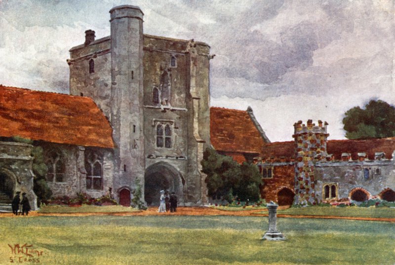 Winchester, St. Cross (färg litho) av William Wiehe Collins