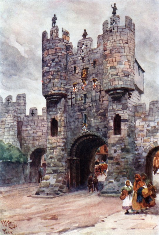York, Micklegate Bar (färg litho) av William Wiehe Collins