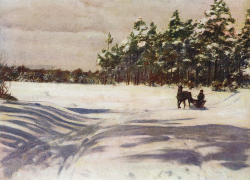 En vinterscen i Lettland av after A. Langfier