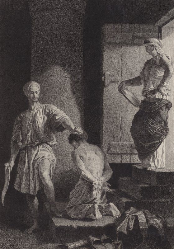 Halshuggning av Johannes Döparen av after Albert Robida