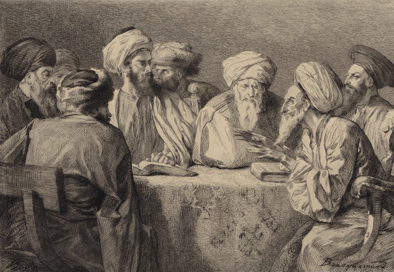 fariséernas och herodianernas råd av after Albert Robida