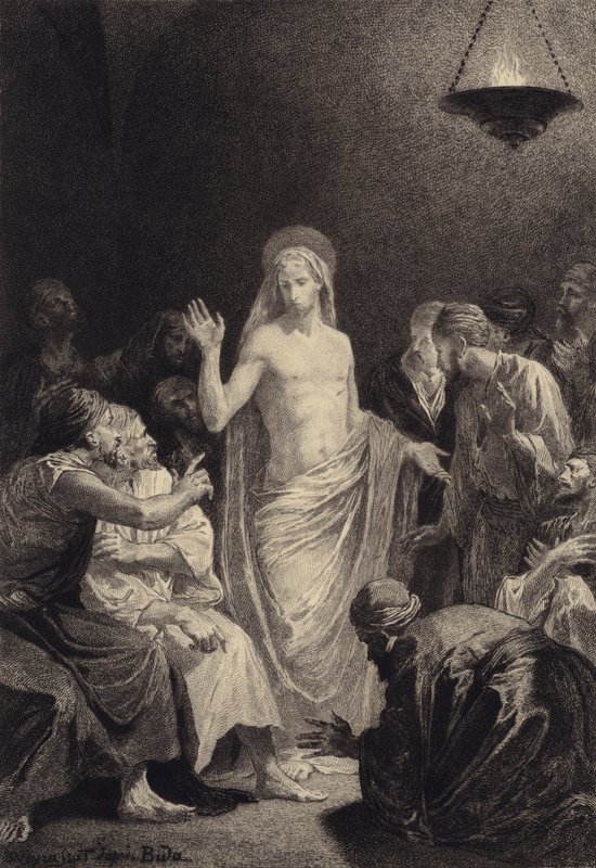 Jesus visar sig för lärjungarna av after Albert Robida