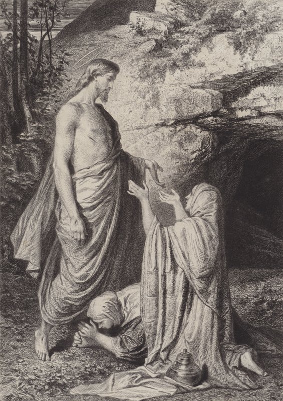 Jesus visar sig för kvinnorna av after Albert Robida