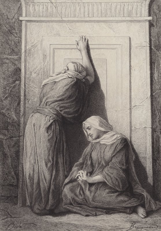 Maria Magdalena och den andra Maria av after Albert Robida