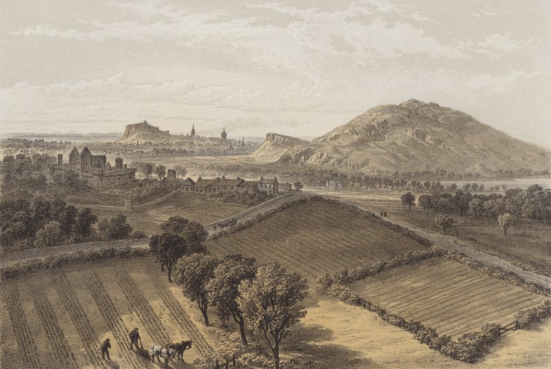 Edinburgh från nära Craigmillar Castle (chromolitho) av after David Roberts