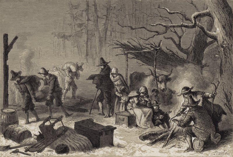 Engelska nybyggare i Amerika av after Felix Octavius Carr Darley