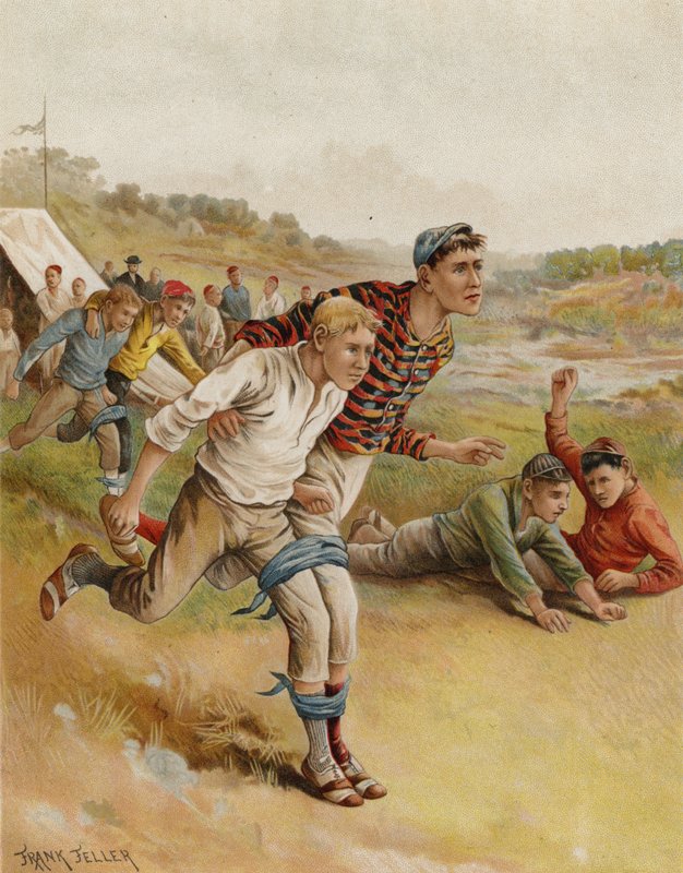 Ett trebent lopp (chromolitho) av after Frank Feller