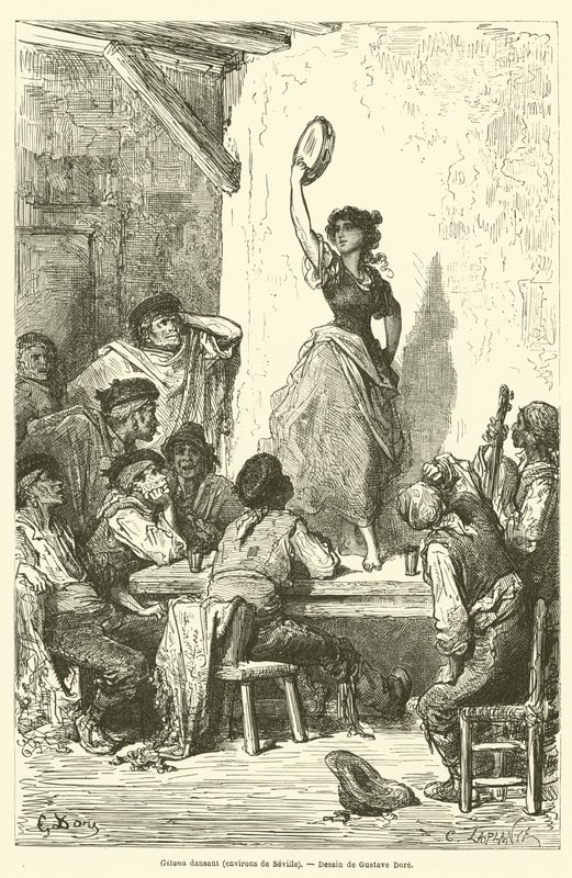 Gitana dans, nära Sevilla av Gustave after Dore