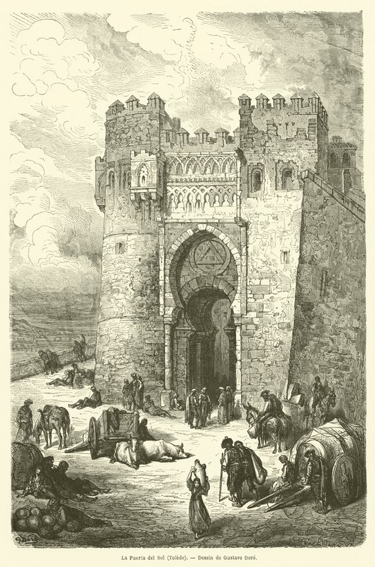 Solens port, Toledo av Gustave after Dore