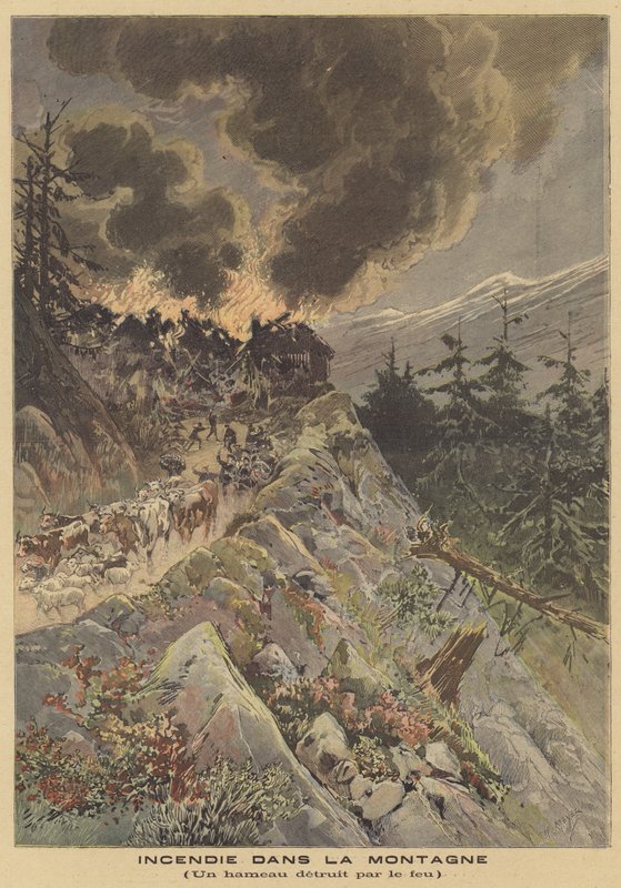 Eld i bergen av after Henri Meyer
