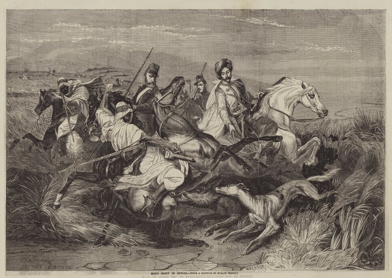 Galtjakt i Afrika av after Horace Vernet
