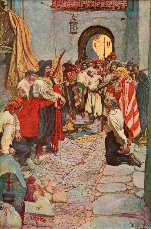 Utpressande hyllning från medborgarna av after Howard Pyle