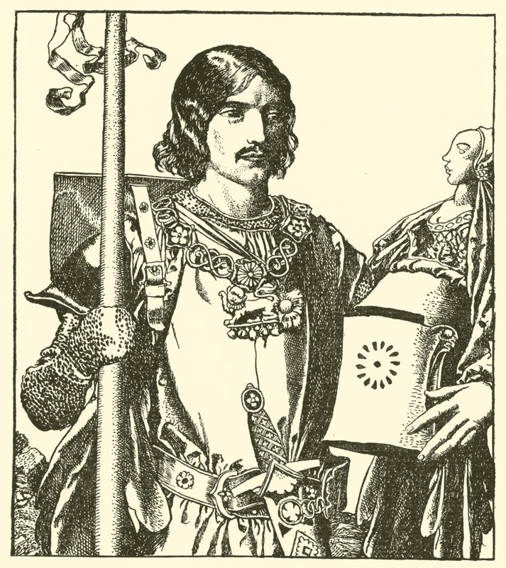 Sir Launcelot av sjön av after Howard Pyle