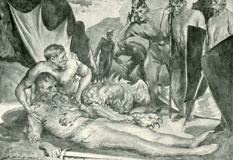 Beowulfs död av after John Henry Frederick Bacon