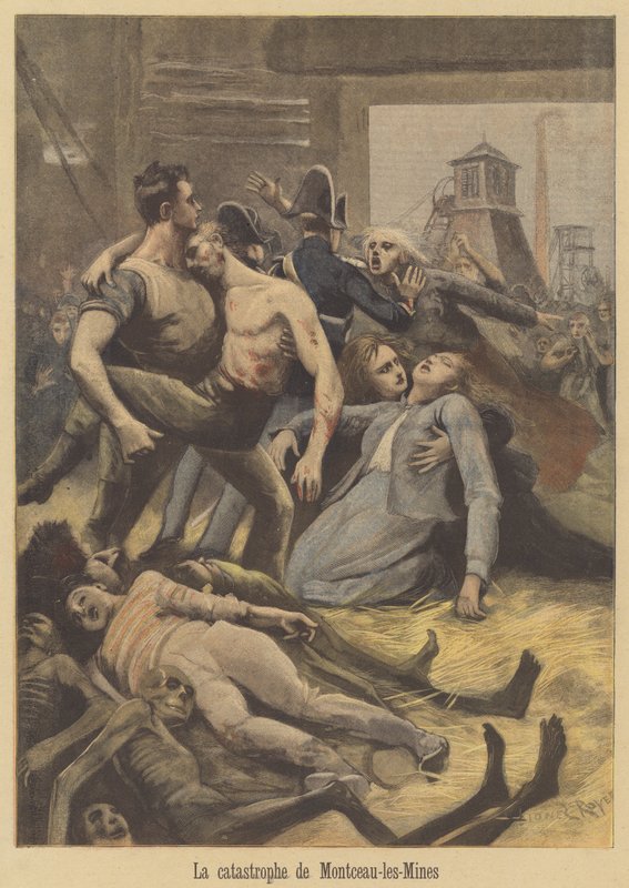 Kolgruvkatastrof i Montceau-les-Mines av after Lionel Royer