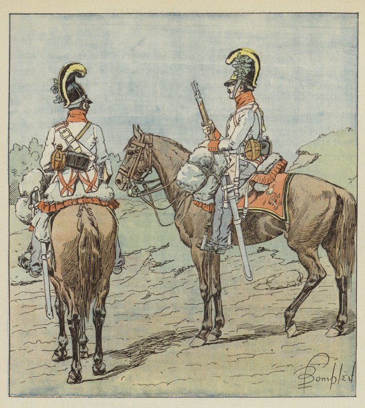 Utvalda österrikiska dragoner av after Louis Charles Bombled