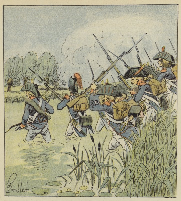 Den franska armén korsar Piave av after Louis Charles Bombled
