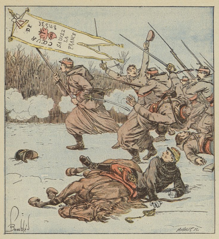 De påvliga zouaverna attackerar Loigny av after Louis Charles Bombled