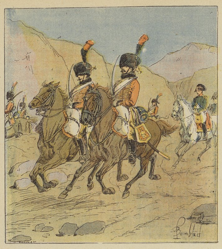 Napoleon lämnar Spanien oväntat av after Louis Charles Bombled