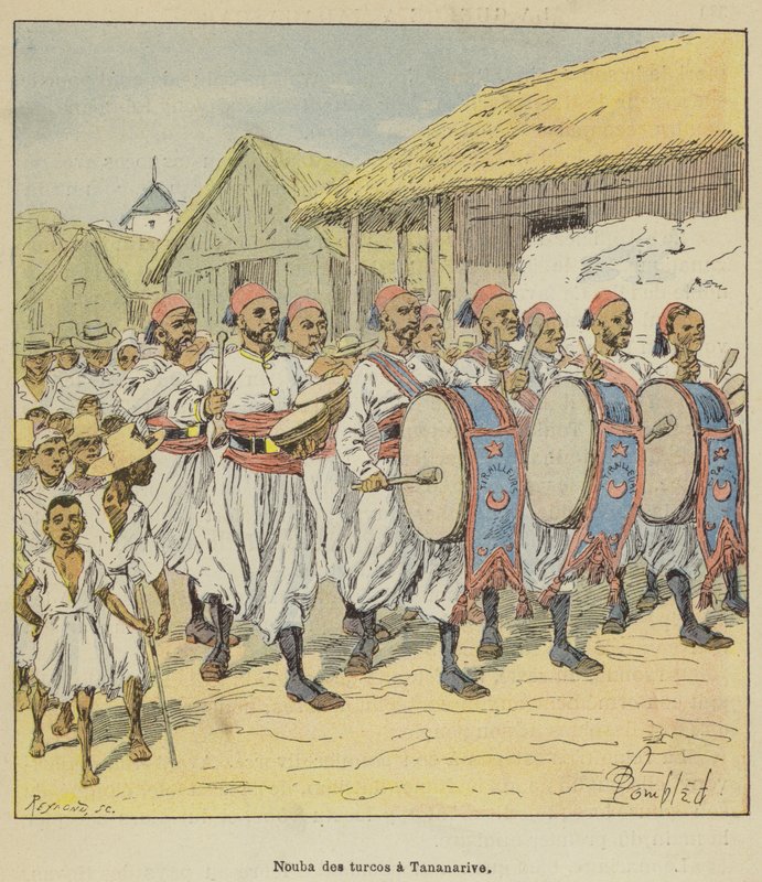 Nuba of Turcos i Antananarivo av after Louis Charles Bombled