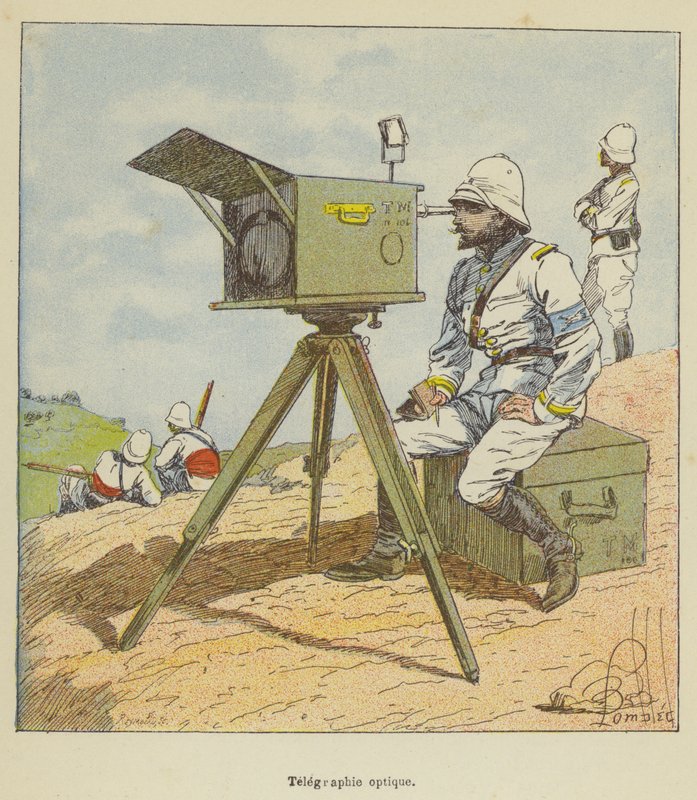 optisk telegrafi av after Louis Charles Bombled
