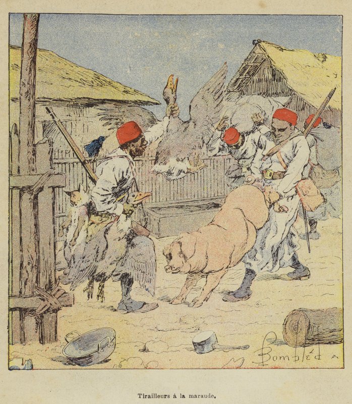 Plundrande skärmytslingar av after Louis Charles Bombled