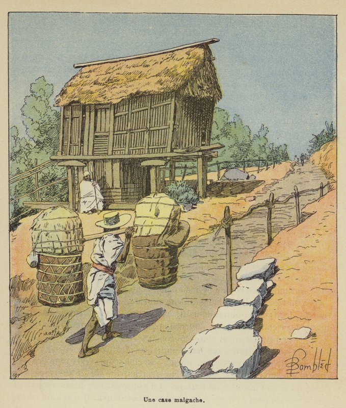 En madagaskisk hydda av after Louis Charles Bombled