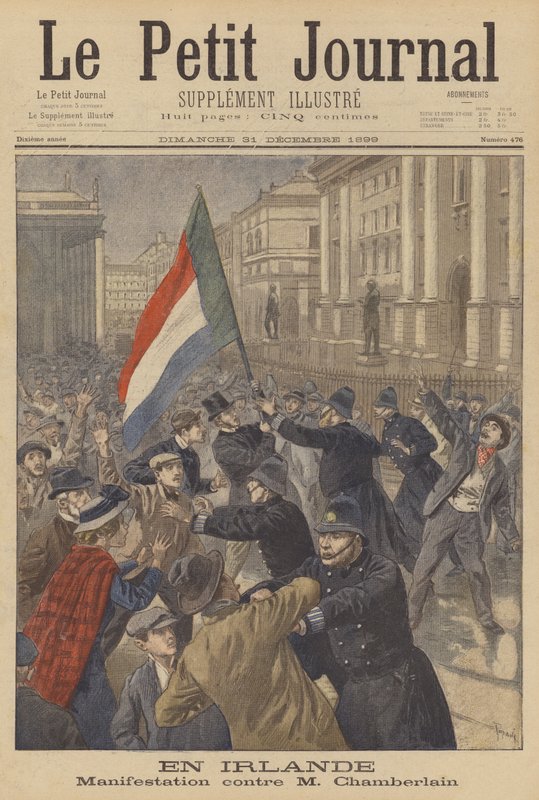 Demonstration i Irland mot Joseph Chamberlain av after Oswaldo Tofani