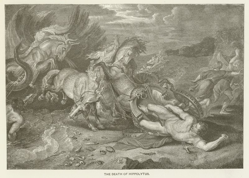 Hippolytus död av after Peter Paul Rubens