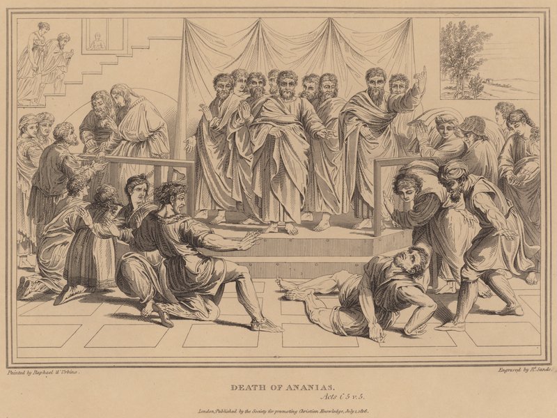 Ananias död, Apg av after Raphael