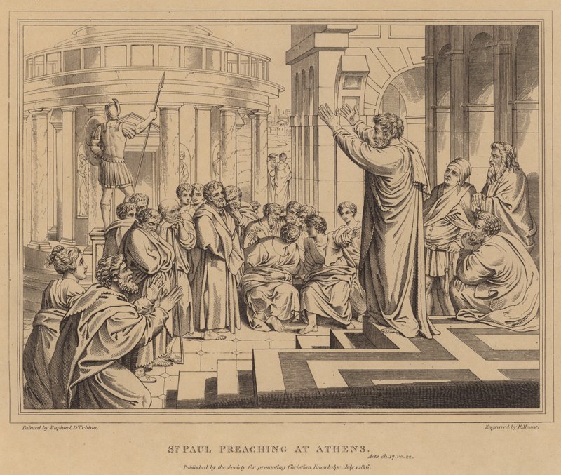 Paulus predikar i Aten, Apg av after Raphael