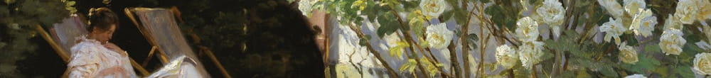 Marie Kroyer seated in the deckchair in the garden by Mrs Bendsens house (Peder Severin Krøyer)